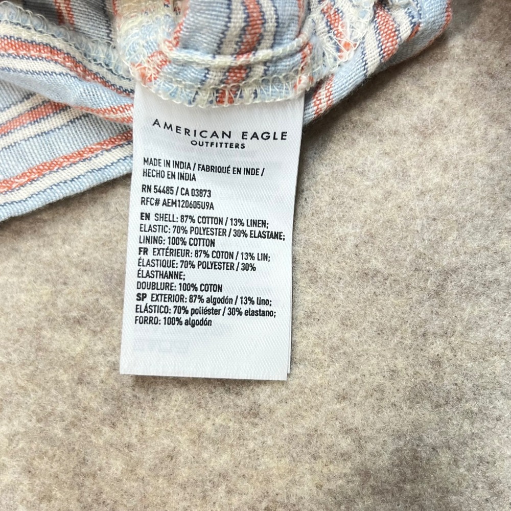 American Eagle Striped Tie Front Peplum Cami Crop Top Blue Orange XL NWT - Picture 4 of 6